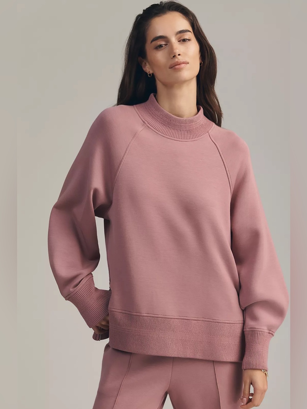 Varley Anthropologie Raglan Boyfriend Sweatshirt Wistful Muave